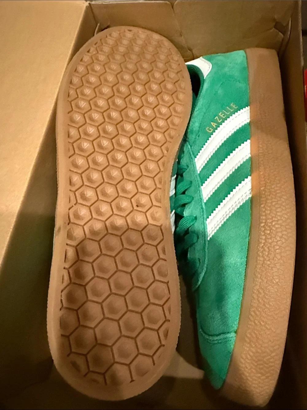 adidas Gazelle Green Suede Sneakers with White Stripes